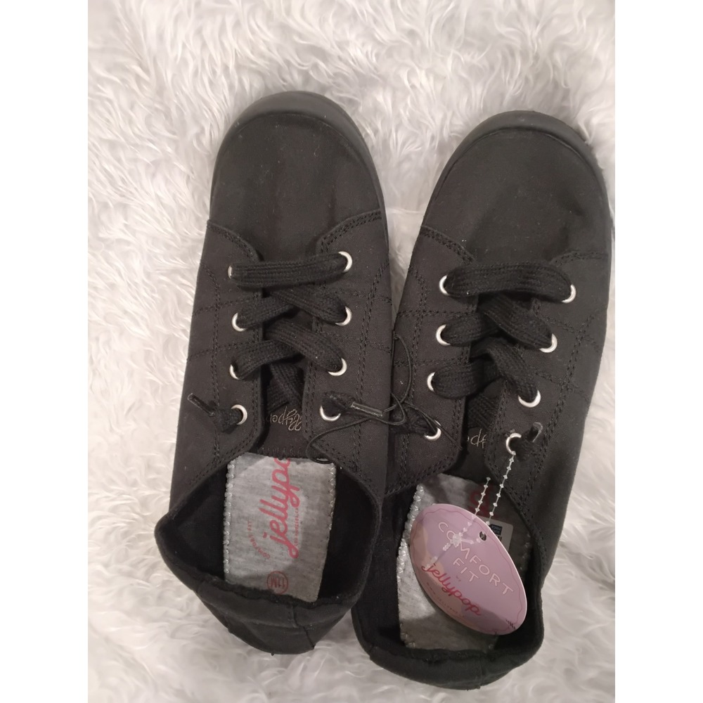 Jellypop Abela Black Canvas Lace Up Sneakers Comfort Fit Shoes Womens 11M NEW